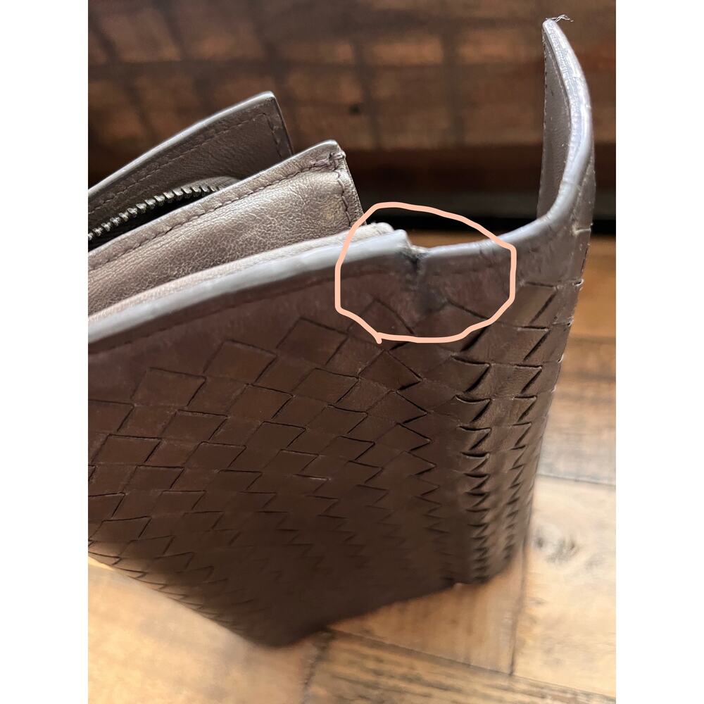 BOTTEGA VENETA Intreacciato Leather Continenta Wallet Brown/Gray W/COA and Box - Picture 11 of 16